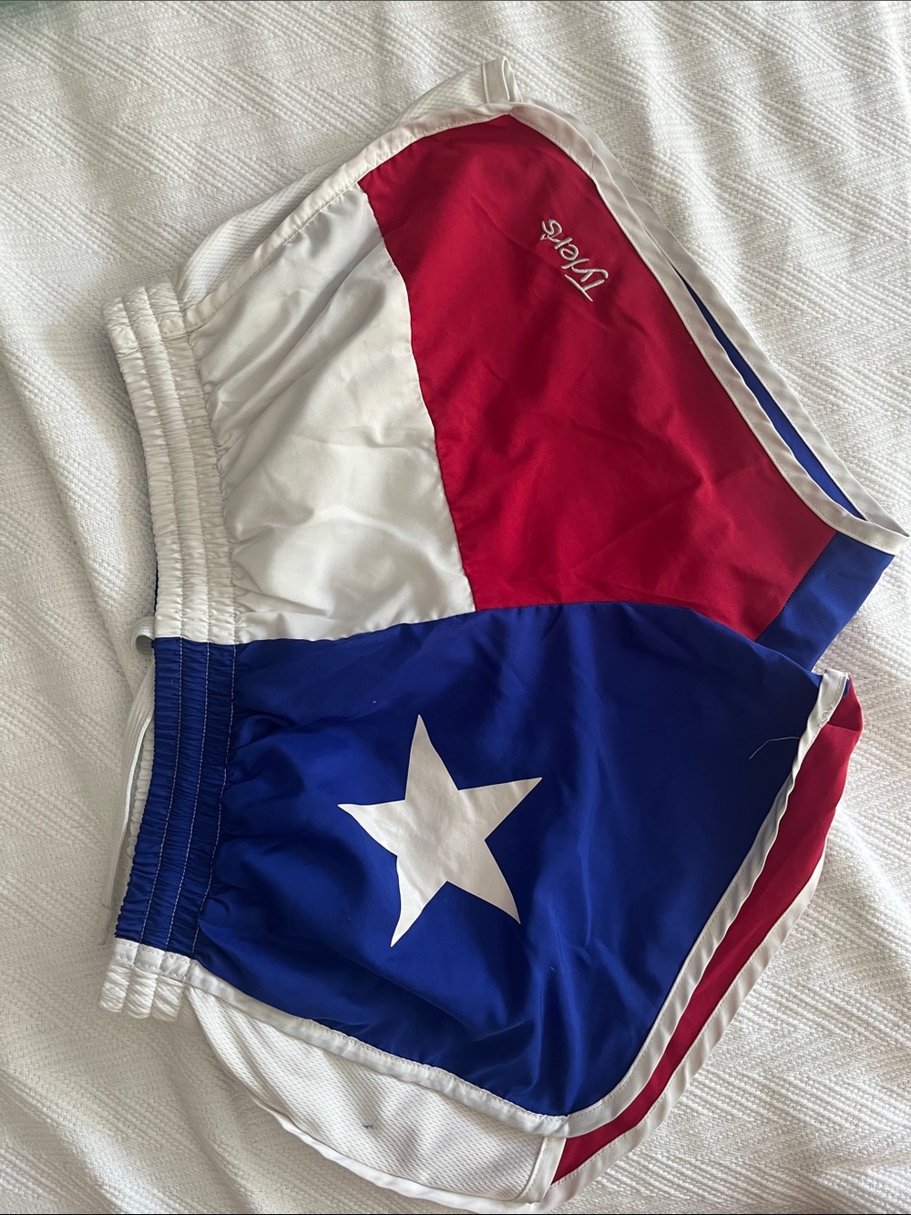 Women's Red, White & Blue Athletic Shorts with Star Accent